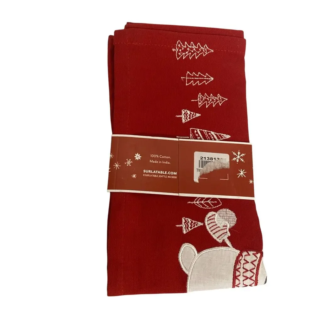 Sur la table Red Kitchen Towel Jacquard Snowman 18